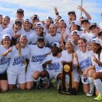 Grand Valley women's soccer team celebrates winning national title.